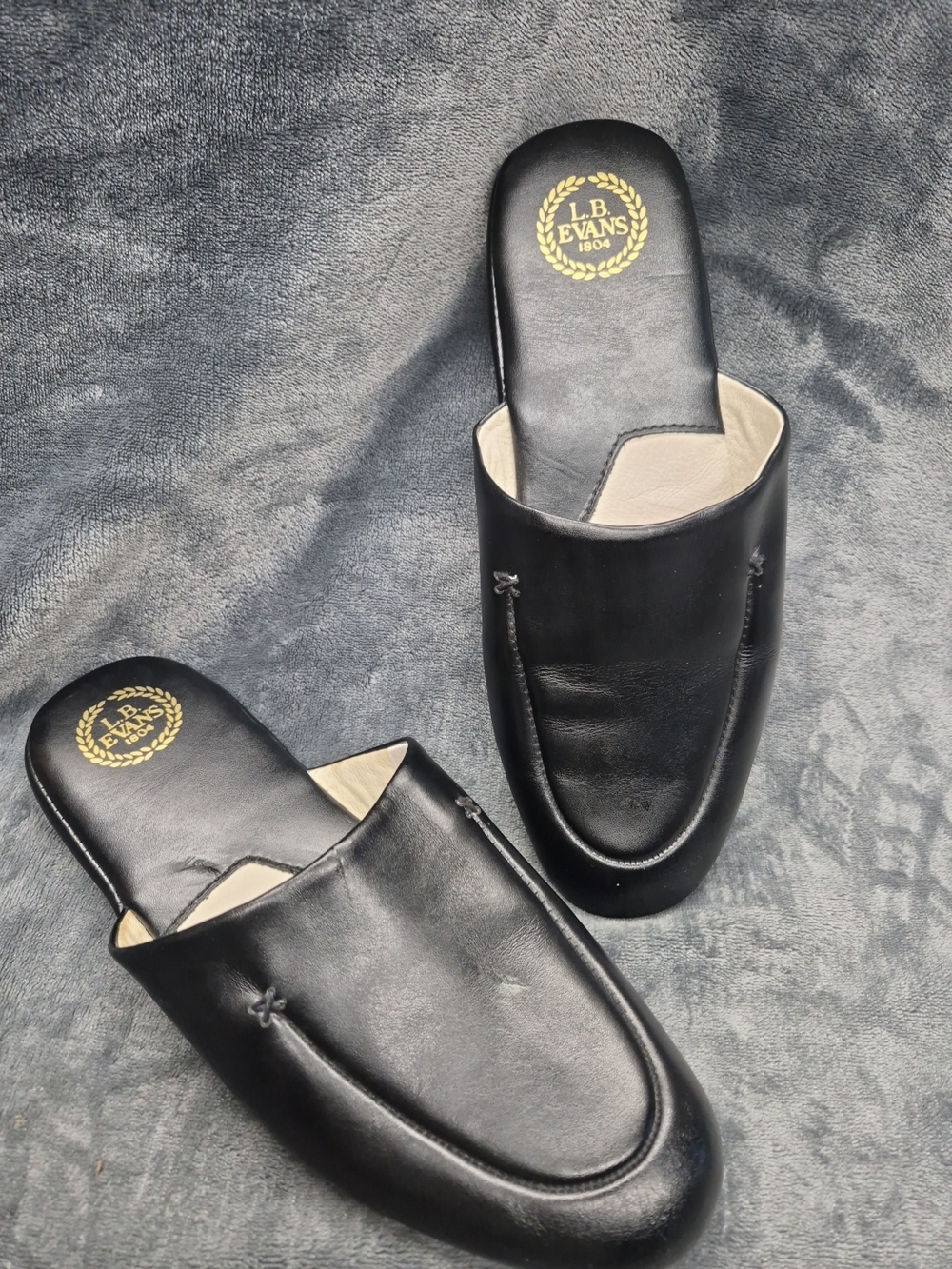 L.B. Evans Men's Duke Leather Scuff Slipper Black 9.5 M